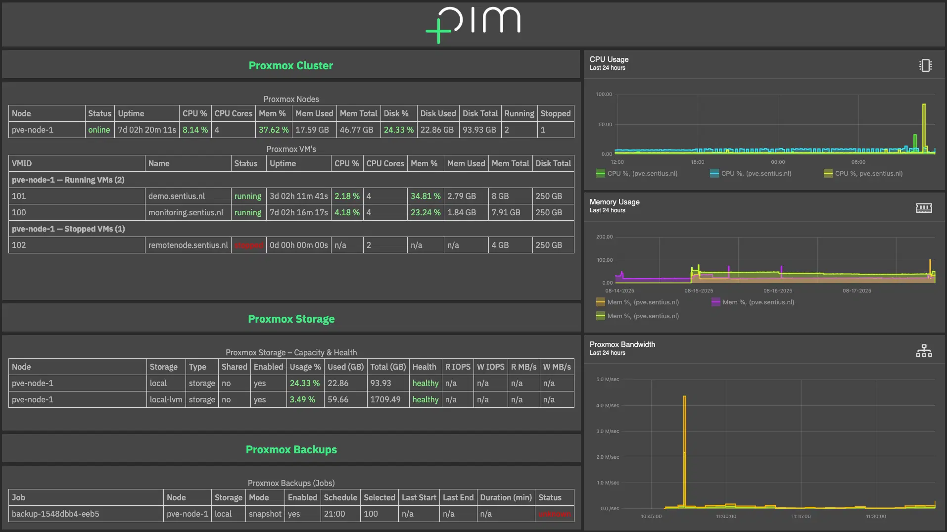 Proxmox Cluster Overview Dashboard